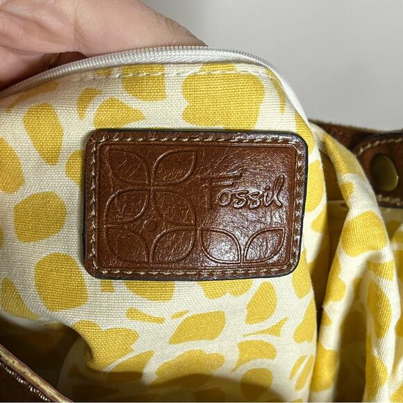 FOSSIL colorful floral patchwork canvas tote purse shoulder bag spring boho - Picture 5 of 5